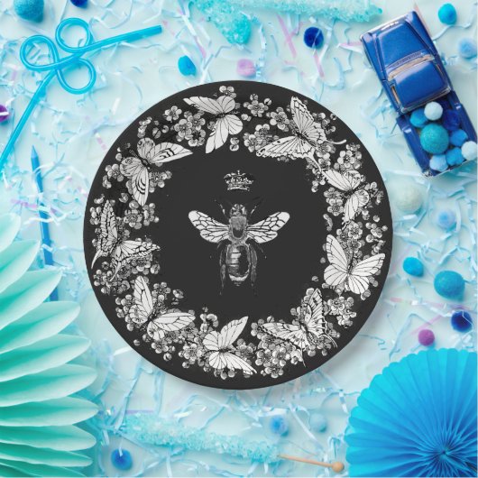 Moderne Queen Bee Crown Butterfly krans Papieren Bordje (Feest)