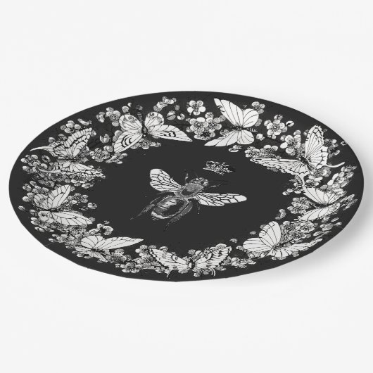 Moderne Queen Bee Crown Butterfly krans Papieren Bordje (Gekanteld)