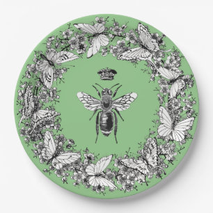 Moderne Queen Bee Crown Butterfly krans Papieren Bordje