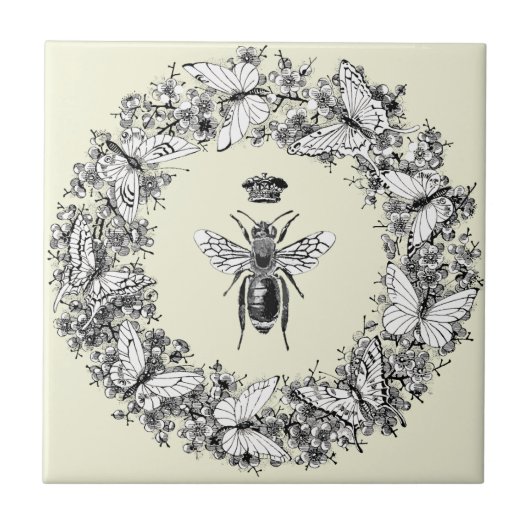 Moderne  Queen Bee Crown Butterfly krans Tegeltje (Voorkant)