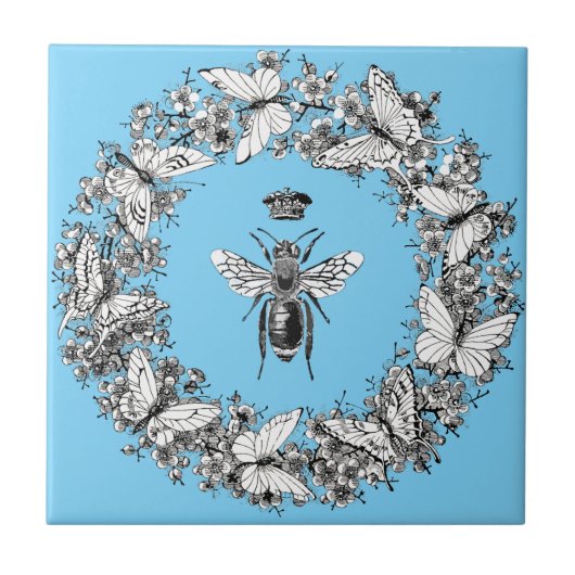 Moderne  Queen Bee Crown Butterfly krans Tegeltje (Voorkant)