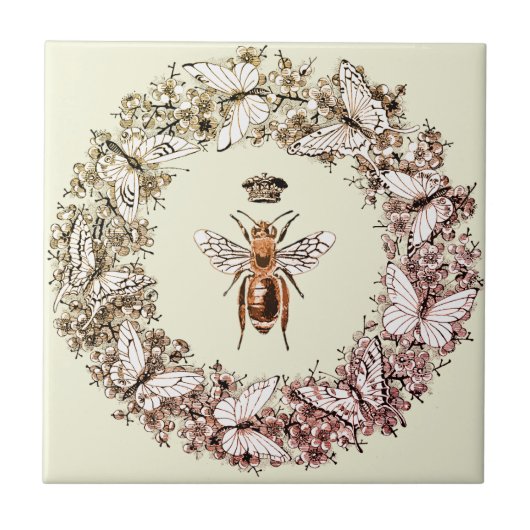 Moderne Queen Bee Crown Butterfly krans Tegeltje (Voorkant)