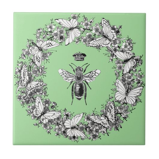 Moderne  Queen Bee Crown Butterfly krans Tegeltje (Voorkant)