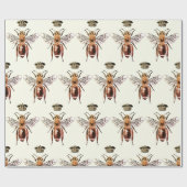 Moderne  Queen Bee Crown Goudbruin Cadeaupapier (Vlak)