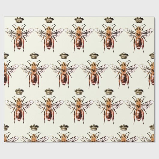 Moderne  Queen Bee Crown Goudbruin Cadeaupapier (Vlak)