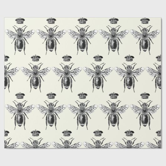 Moderne  Queen Bee Crown Ivory White Cadeaupapier (Vlak)