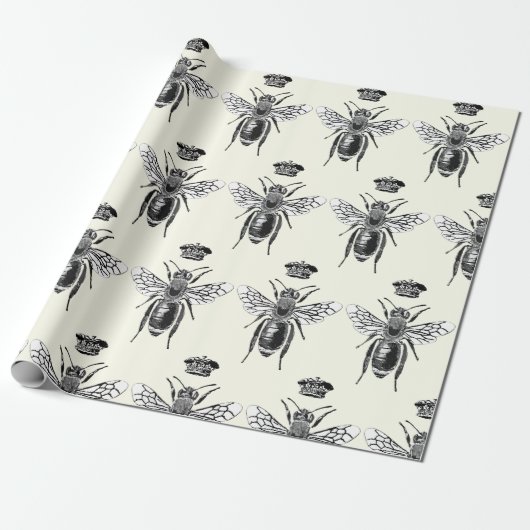 Moderne  Queen Bee Crown Ivory White Cadeaupapier (Uitgerold)