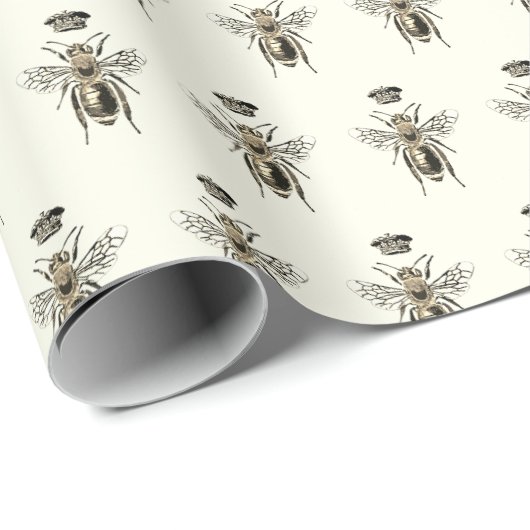 Moderne  Queen Bee Crown Ivory White Cadeaupapier (Rol Hoek)