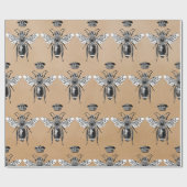 Moderne  Queen Bee Crown Kraft Cadeaupapier (Vlak)