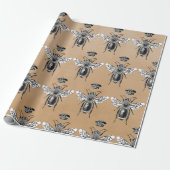 Moderne  Queen Bee Crown Kraft Cadeaupapier (Uitgerold)