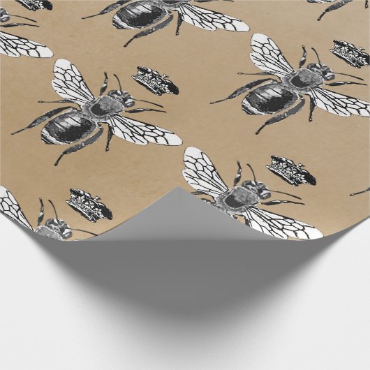 Moderne Queen Bee Crown Kraft Cadeaupapier (Hoek)