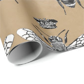 Moderne  Queen Bee Crown Kraft Cadeaupapier (Rol Hoek)