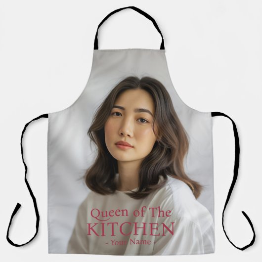 Moderne Queen of the Kitchen Foto Naam Schort (Voorkant)
