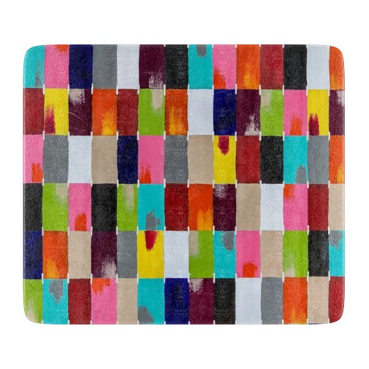 Moderne Quilt 6 x 7 Deco glazen snijplank (Voorkant)