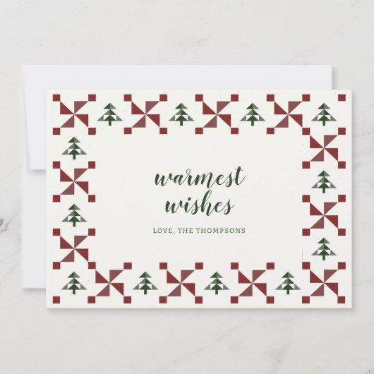 Moderne Quilt Christmas Tree Vakantie Non Photo Ca Kaart (Voorkant)