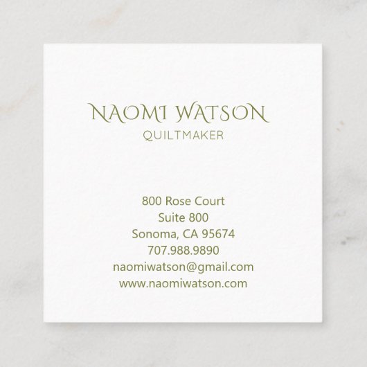 Moderne Quiltmaker Paisley Patroon op Sage Green Vierkante Visitekaartje (Achterkant)