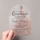 Moderne Quinceañera foto overlay 15e verjaardag Acryl Uitnodigingen (Insitu (Draagbaar))