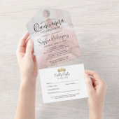 Moderne Quinceañera foto overlay 15e verjaardag All In One Uitnodiging (Afscheurbaar)