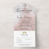 Moderne Quinceañera foto overlay 15e verjaardag All In One Uitnodiging (Binnen)