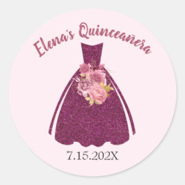 Moderne Quinceañera Glitterjurk Ronde Sticker