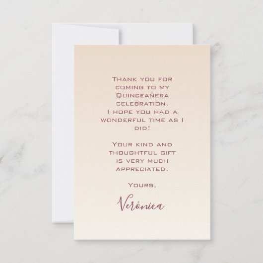 Moderne Quinceañera mis quince bedankkaart (Achterkant)