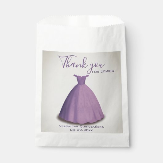 Moderne Quinceañera mis quince dank u Bedankzakje (Voorkant)