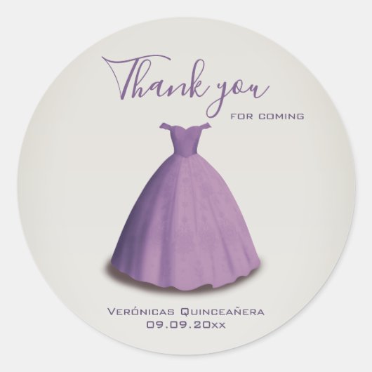 Moderne Quinçeañera mis quince dank u Ronde Sticker (Voorkant)