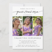 Moderne Quinceanera Verjaardagsfeest 3 Fotocollage Kaart (Voorkant)