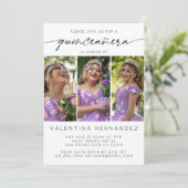 Moderne Quinceanera Verjaardagsfeest 3 Fotocollage Kaart (Staand voorkant)