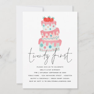 Moderne Quirkyl Caketekaart 21e Verjaardagsuitnodi Kaart