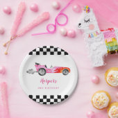 Moderne Race Auto Meisje Verjaardagsfeestje Papieren Bordje (Feest)