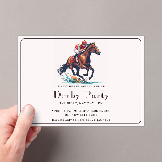 Moderne Race Paard Derby Party Acryl Uitnodigingen (Insitu (Draagbaar))