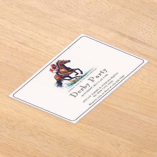 Moderne Race Paard Derby Party Acryl Uitnodigingen (Laagn)