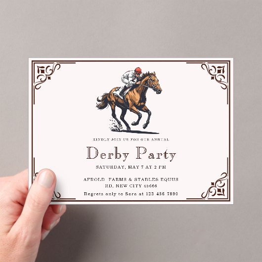 Moderne Race Paard Derby Party Acryl Uitnodigingen (Insitu (Draagbaar))