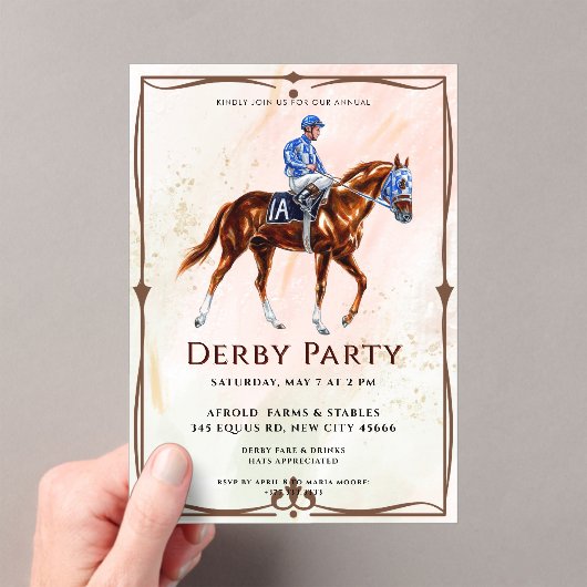 Moderne Race Paard Derby Party Acryl Uitnodigingen (Insitu (Draagbaar))