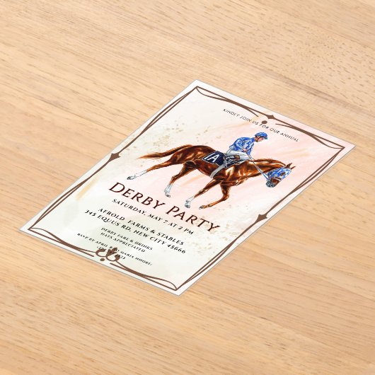 Moderne Race Paard Derby Party Acryl Uitnodigingen (Laagn)