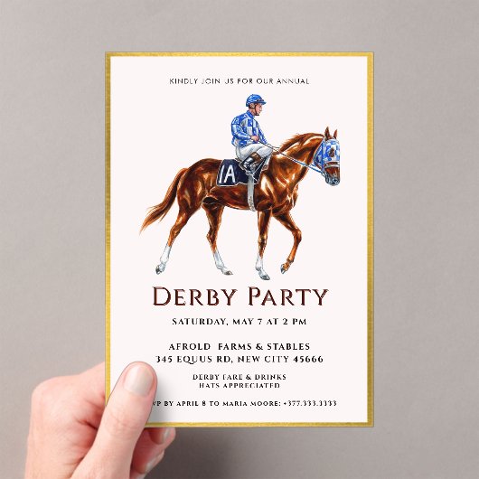 Moderne Race Paard Derby Party Acryl Uitnodigingen (Insitu (Draagbaar))