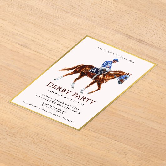 Moderne Race Paard Derby Party Acryl Uitnodigingen (Laagn)