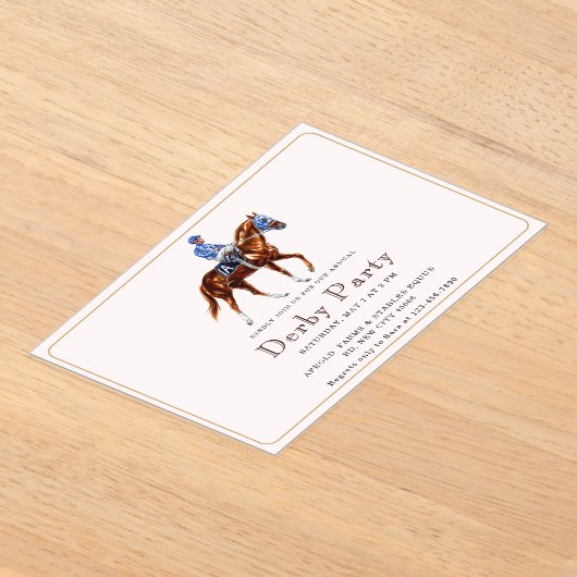 Moderne Race Paard Derby Party Acryl Uitnodigingen (Laagn)