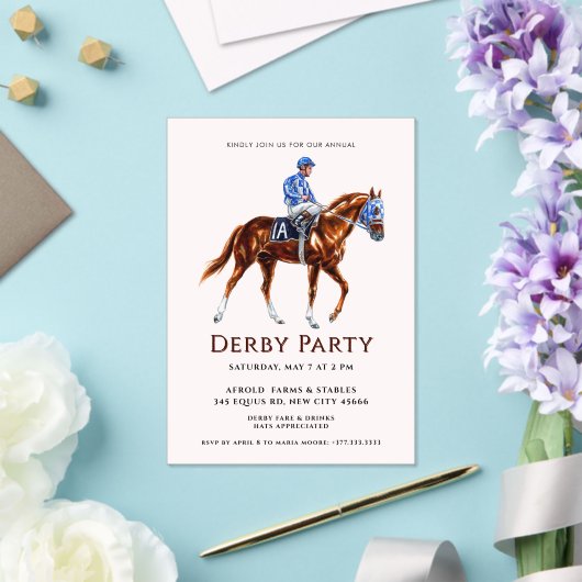 Moderne Race Paard Derby Party Acryl Uitnodigingen (Insitu (Huwelijk))