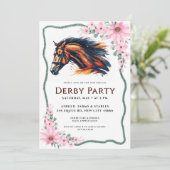 Moderne Race Paard Derby Party Kaart (Staand voorkant)
