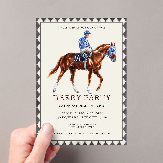 Moderne Race Paard Derby Party Ruitersport Invitat Acryl Uitnodigingen (Insitu (Draagbaar))