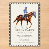 Moderne Race Paard Derby Party Ruitersport Invitat Acryl Uitnodigingen (Voorkant)