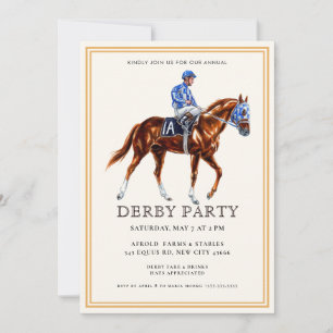Moderne Race Paard Derby Party Ruitersport Invitat Kaart