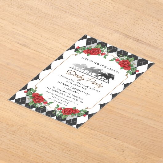 Moderne Race Paard Derby Party Ruitersport Uitnodi Acryl Uitnodigingen (Laagn)