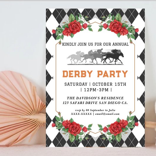 Moderne Race Paard Derby Party Ruitersport Uitnodi Kaart