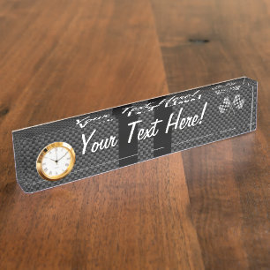 Moderne raceblokken in koolstofvezelstijl naambordje