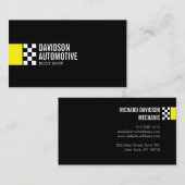 Moderne Racevlag Logo in gele Automobiel Visitekaartje (Voorkant / Achterkant)
