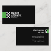 Moderne Racevlag Logo in Groene Automobiel Visitekaartje (Voorkant / Achterkant)