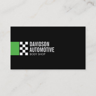 Moderne Racevlag Logo in Groene Automobiel Visitekaartje